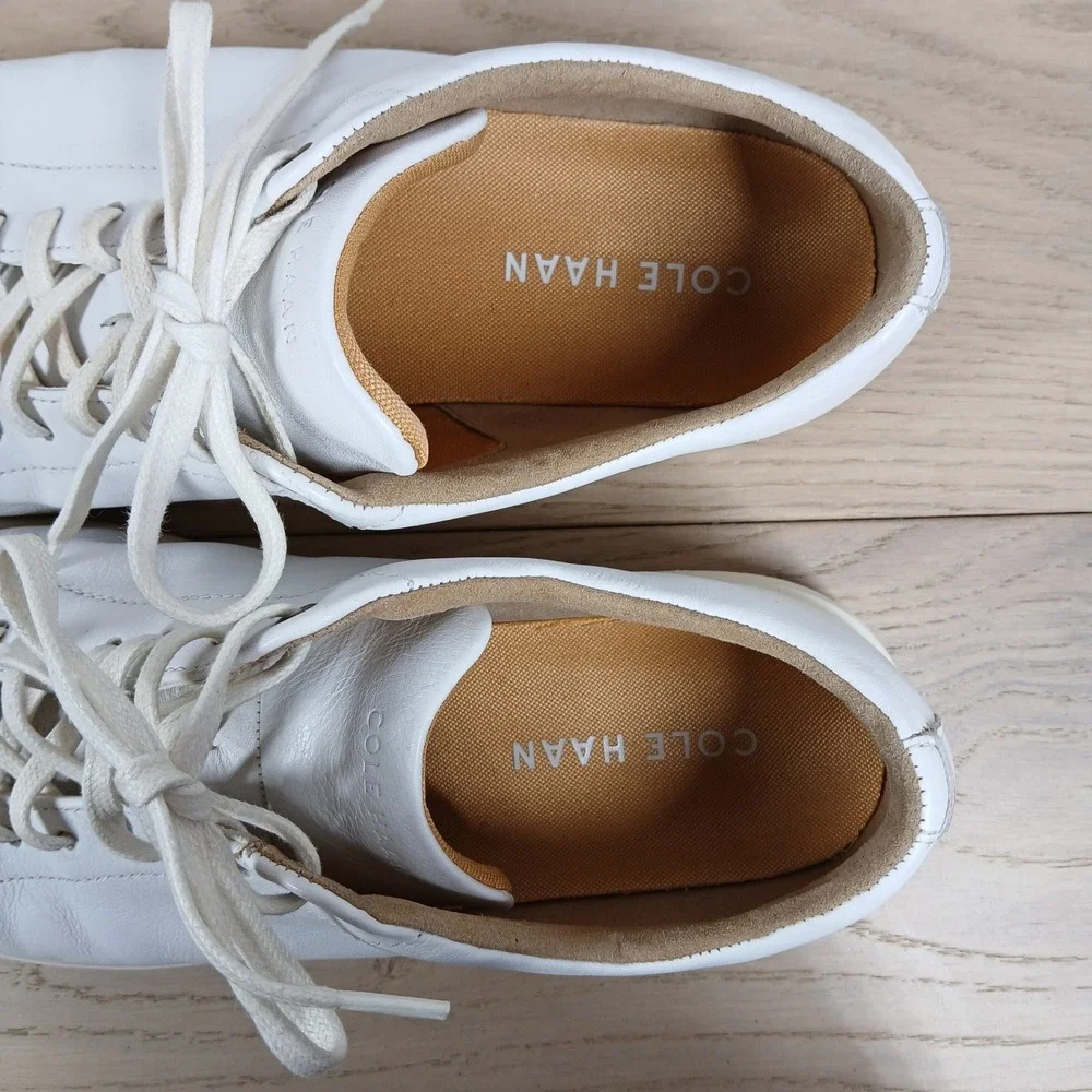 Cole Haan Sneakers Mens 11M White Leather Lace Up Minimalist Clean Aesthetic